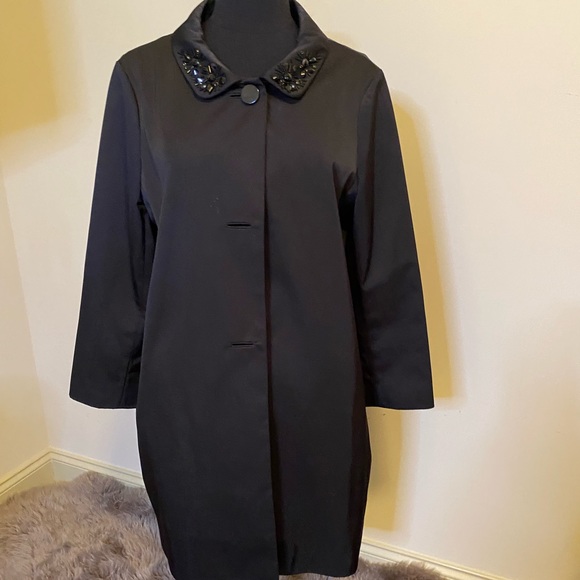 KATE SPADE New York BEADED CRYSTAL COLLAR COAT - Picture 6 of 14